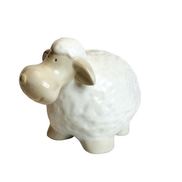 Farmhouse Ceramic Sheep Figurine Cottagecore Rustic Cozy Baby Nursery Gift - Picture 2 of 12